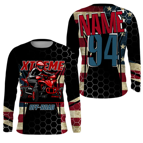 Custom ATV Motocross Jersey UPF30+ American Flag Quad Bike Shirt Adult Youth Xtreme Racing NMS1351