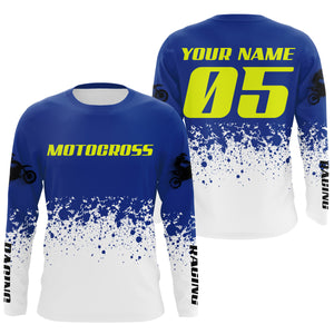 Custom motocross jersey blue dirt bike UPF30+ kids men women racing enduro motorcycle off-road NMS1031