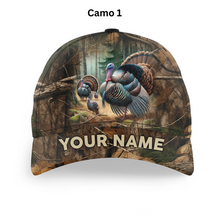 Load image into Gallery viewer, Personalized Turkey Hunting Hats, Snapback Baseball Camo Hat Turkey Hunting gear, Hunting Gifts FSD4415