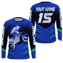 Load image into Gallery viewer, Youth kid adult dirt bike jersey UV blue Motocross custom off-road MX racing shirt motorcycle PDT104