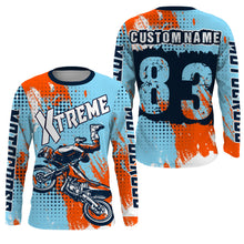 Load image into Gallery viewer, Personalized blue Motocross jersey adult&amp;kid dirt bike shirt UV protective MX extreme motorcycle PDT21