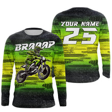 Load image into Gallery viewer, Custom dirt bike jersey youth kid adult UPF30+ MX racing green Motocross off-road shirt motorcycle PDT112