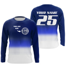 Load image into Gallery viewer, Custom logo motorcycle racing jersey UPF30+ adult kid blue motocross off-Road dirtbike riders NMS1019