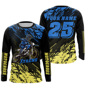 MX jersey custom blue Motocross for kid men women UPF30+ dirt bike racing shirt off-road racewear PDT101