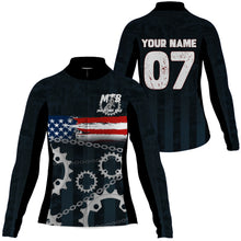 Load image into Gallery viewer, Custom Womens Cycling Jersey MTB American Flag Bicycle Sprocket Mountain Bike Racing Shirt| NMS819