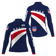 Load image into Gallery viewer, American women cycling jersey with 3 pockets UPF50+ USA bike shirts full zip BMX MTB cycle gear| SLC147