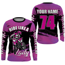 Load image into Gallery viewer, Personalized Motocross jersey women girls MX racing shirt UPF30+ motorcycle long sleeves off-road PDT315