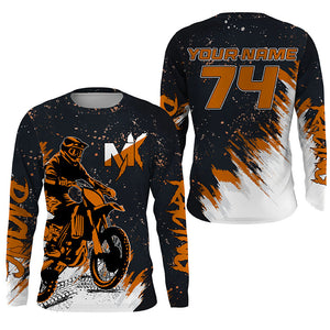 Custom Dirt Bike jersey youth men women UPF30+ orange MX racing shirt biker off-road motorcycle PDT418