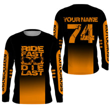 Load image into Gallery viewer, Custom orange Motocross jersey youth men women UPF30+ Ride Fast Die Last dirt bike off-road shirt PDT415
