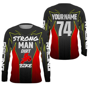 Red custom motocross jersey men women kid UPF30+ Strong Man Dirt Bike off-road shirt motorcycle PDT282