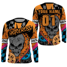 Load image into Gallery viewer, Custom Skull Motocross Jersey UPF30+ Youth&amp;Adult Orange Dirt Bike MX Racing Off-road Long Sleeves NMS1258