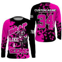 Load image into Gallery viewer, Brap Like A Girl Personalized Motocross Jersey UPF30+ Pink Dirt Bike Racing Long Sleeves NMS1181