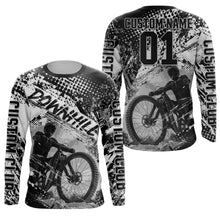 Load image into Gallery viewer, Black downhill racing jersey UPF30+ Mountain Bike shirt custom Adult Kid cycling gear MTB racewear| SLC137