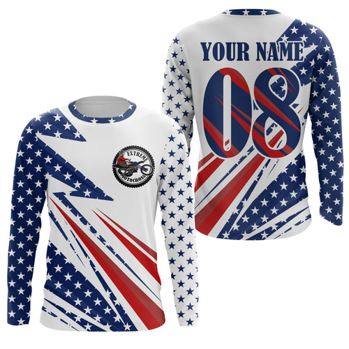 Motocross off-road jersey custom dirt bike kid&adult UPF30+ MX American Flag motorcycle shirt PDT201