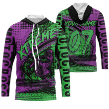 Load image into Gallery viewer, Green adult kid youth personalized MX jersey Motocross shirt UPF30+ dirt bike xtreme motorcycle PDT29