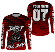 Load image into Gallery viewer, Custom MX racing jersey red Dirt All Day UPF30+ men women kid extreme biker motorcycle shirt PDT87