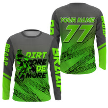 Load image into Gallery viewer, Kid adult custom motocross jersey green UPF30+ dirt bike MX racing Dirt More Ride More off-road NMS976