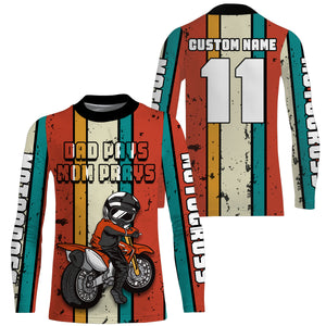 Kid custom motocross jersey Dad Pays Mom Prays UPF30+ youth dirt bike racing motorcycle junior ride NMS953