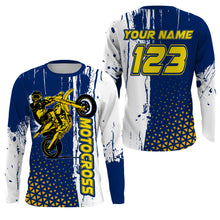 Load image into Gallery viewer, Custom motocross jersey blue kid men women UPF30+ MX racing dirt bike off-road motorcycle racewear NMS989