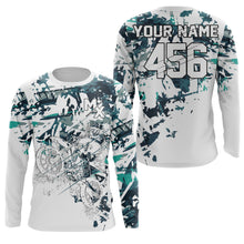 Load image into Gallery viewer, Personalized motocross jersey blue camouflage kid adult UPF30+ MX racing dirt bike off-road NMS984