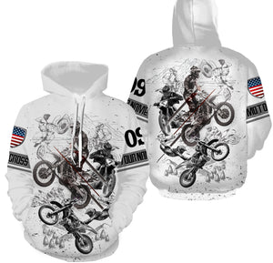 American Motocross Personalized Long Sleeves Hoodie T-shirt, Dirt Bike Motorcycle Shirt Off-road Biker| NMS311