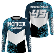 Load image into Gallery viewer, Kids men women custom motocross jersey UPF30+ blue MotoX racing off-road dirt bike riding shirt PDT114