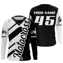 Load image into Gallery viewer, Personalized motocross jersey black white UPF30+ dirt bike racing long sleeves motorcycle bikers NMS1055