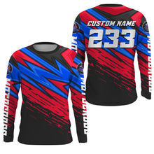 Load image into Gallery viewer, Custom Motocross jersey UPF30+ kid&amp;adult blue red dirt bike racing off-road motorcycle racewear NMS945