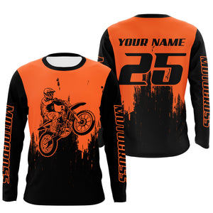 Custom motocross jersey orange UPF30+ kids men women dirt bike extreme enduro motorcycle off-road NMS1026