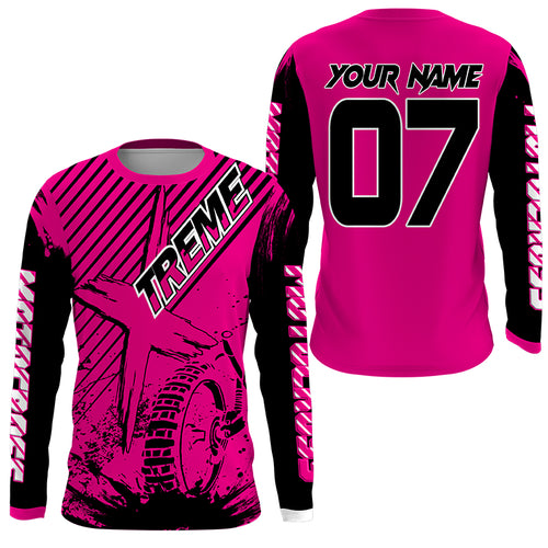 Personalized pink MX jersey UPF30+ extreme kid&adult Motocross biker girl racing shirt motorcycle PDT275