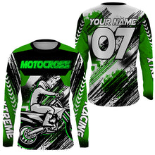Load image into Gallery viewer, Green custom Motocross jersey uv protective MX shirt for kid men women dirt bike racing racewear PDT294