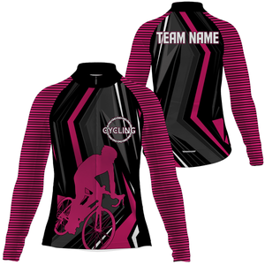 Custom Womens cycling jersey Pink bike shirts UPF50+ Biking tops girls Breathable gear with pockets| SLC64