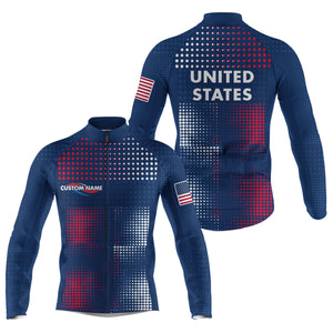 USA cycling jersey men & women full zipper American bike shirt UPF50+ Cycle gear with 3 pockets| SLC180