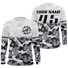 Load image into Gallery viewer, Customizable dirt bike jersey youth adult kid UPF30+ Motocross white camo racing motorcycle shirt PDT83