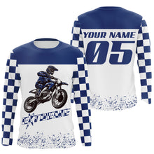 Load image into Gallery viewer, Blue dirt bike racing jersey Motocross custom offroad MX UPF30+ youth men women riding motorcycle  PDT124