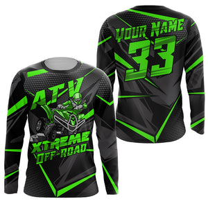 Custom ATV Motocross Jersey UPF30+ Green Quad Bike Shirt Adult Youth Off-road Racing NMS1344