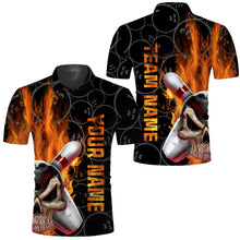 Load image into Gallery viewer, Skull Flame Men Polo Bowling Shirt, Personalized Cool Men Bowlers Jersey Short Sleeves NBP58