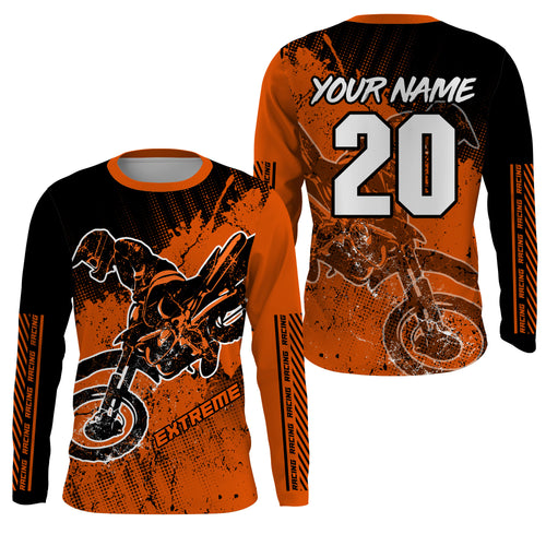 Motocross for kid men women jersey custom UPF30+ off-road dirt bike orange racing shirt racewear PDT108