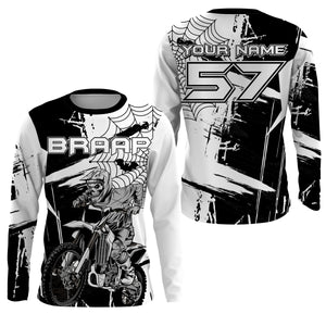 Skull black MX jersey Motocross kids adult custom dirt bike UPF30+ long sleeves off-road motorcycle PDT176