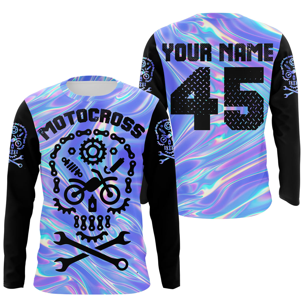 Personalized motocross jersey UPF30+ dirt bike parts skull long sleeves motorcycle off-road NMS1063