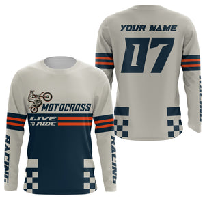 Custom MX Jersey UPF30+ Live To Ride Dirt Bike Shirt Kid Mem Women Blue Motocross Racing Jersey PDT472