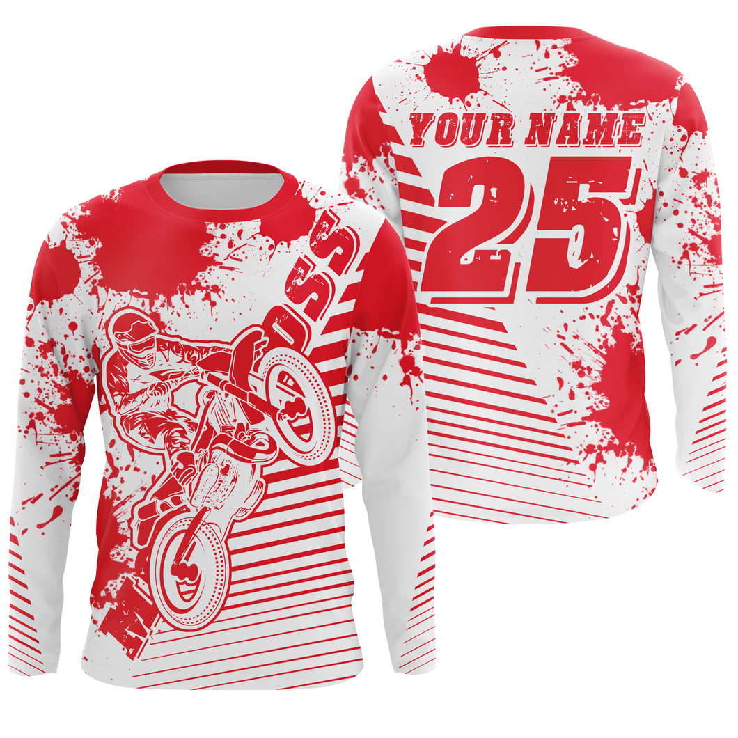 Kids men women jersey for MX custom UPF30+ red off-road Motocross racing shirt dirt bike racewear PDT107