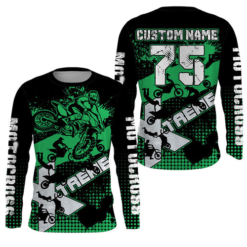 Personalized men women kid Motocross jersey green UV extreme dirt bike off-road motorcycle shirt PDT406