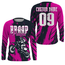 Load image into Gallery viewer, Braaap Princess custom motocross jersey UPF30+ girls women dirt bike Powersports long sleeves NMS1040