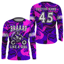 Load image into Gallery viewer, Brap Girl Personalized Motocross Jersey UPF30+ Women Girls MX Racing Dirt Bike Shirt NMS1201