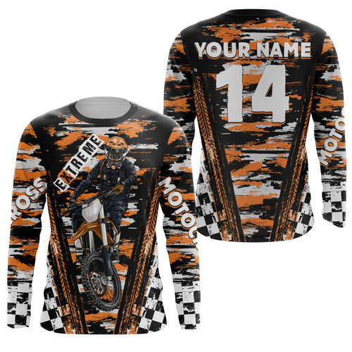 Kid adult orange custom MX jersey UV protective Motocross for youth racing biker off-road shirt PDT69