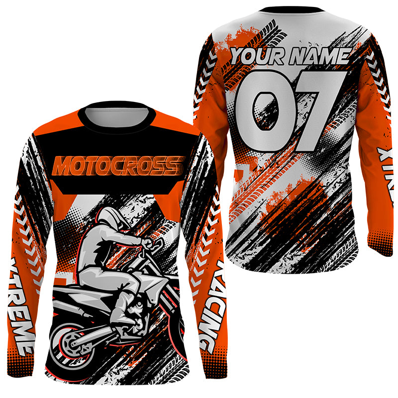 Orange custom Motocross jersey UV protective MX shirt for kid men women dirt bike racing racewear PDT296