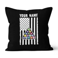 Load image into Gallery viewer, Custom Black White American Flag Billiard Pillow, Patriotic Pillow Gifts TDM0792