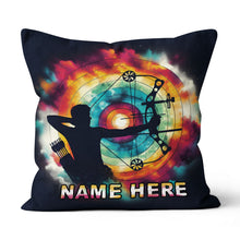 Load image into Gallery viewer, Personalized Archery Colorful Tie Dye Throw Pillow Custom Archery Gifts VHM0924