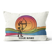 Load image into Gallery viewer, Multicolor Continuous Line Funny Player Archery Custom Name White Pillow TDM0825